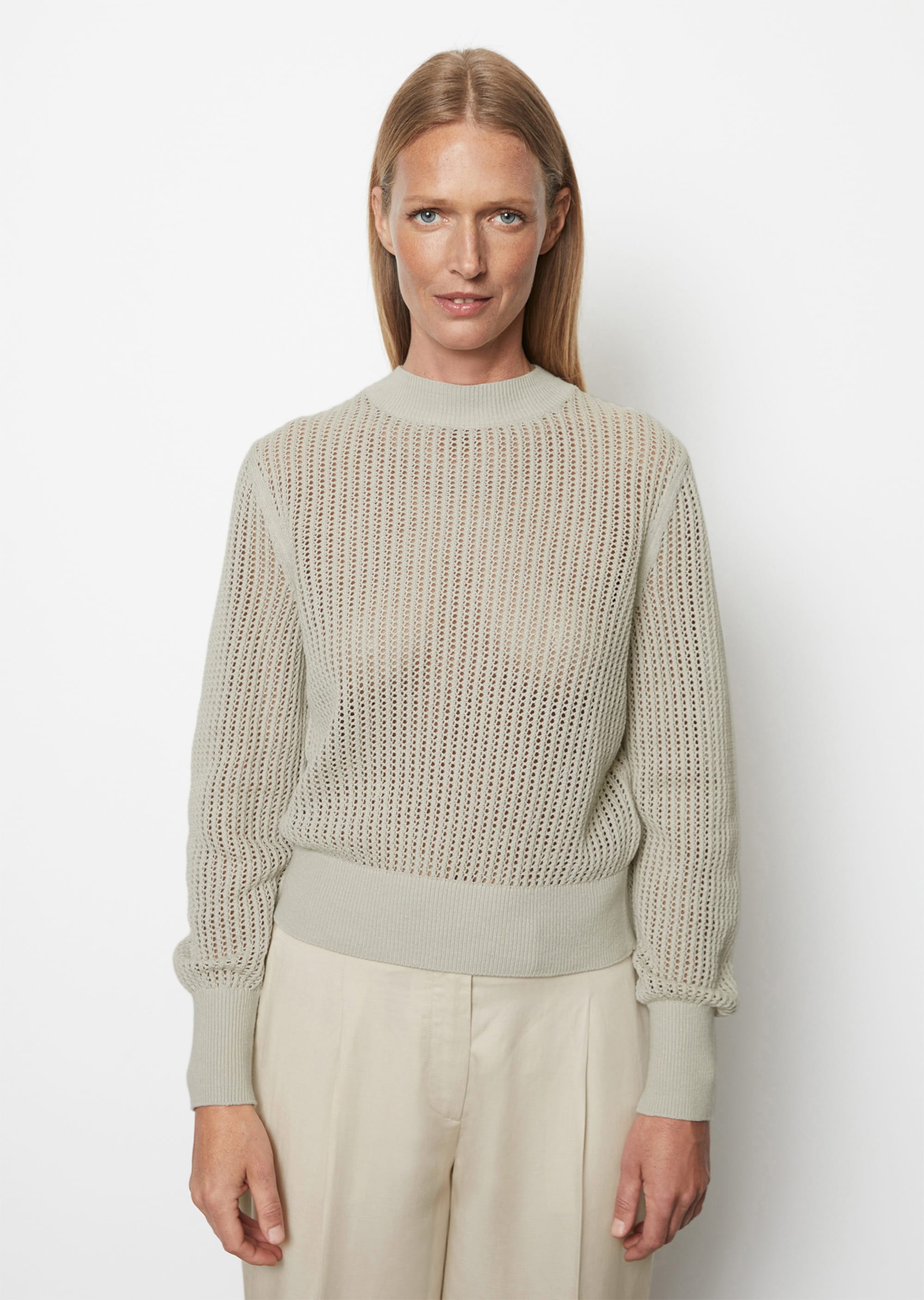 Maglia Ajour slim in misto cotone organico e lino