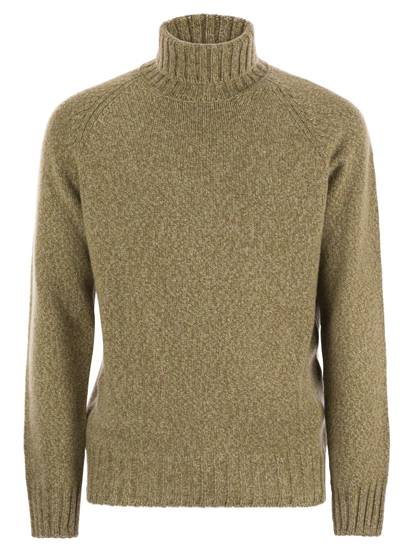 Maglione collo alto in cashmere e lana moulinè