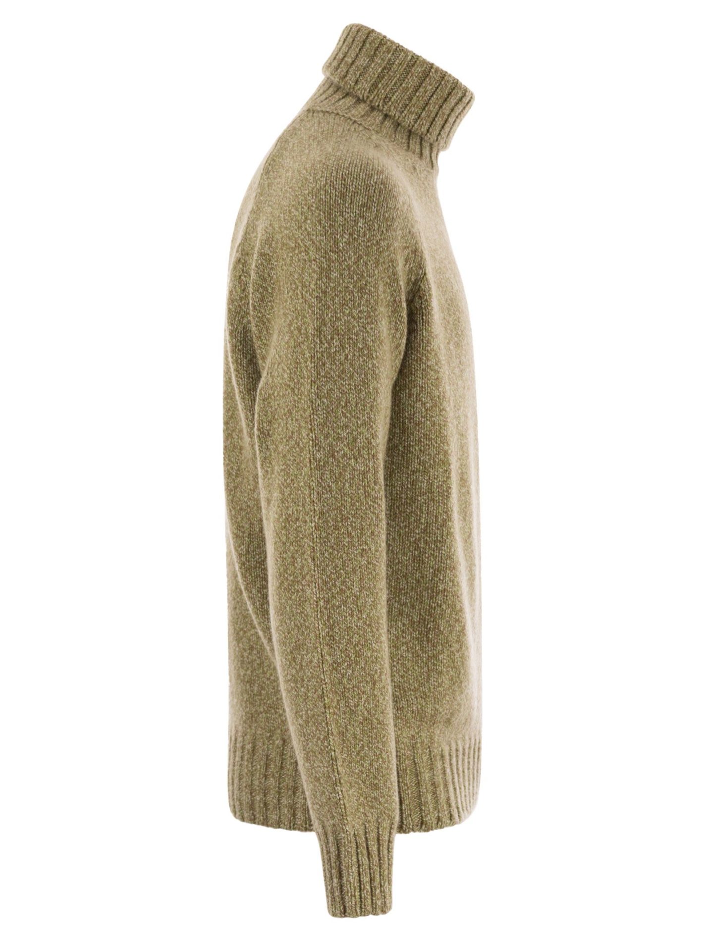 Maglione collo alto in cashmere e lana moulinè