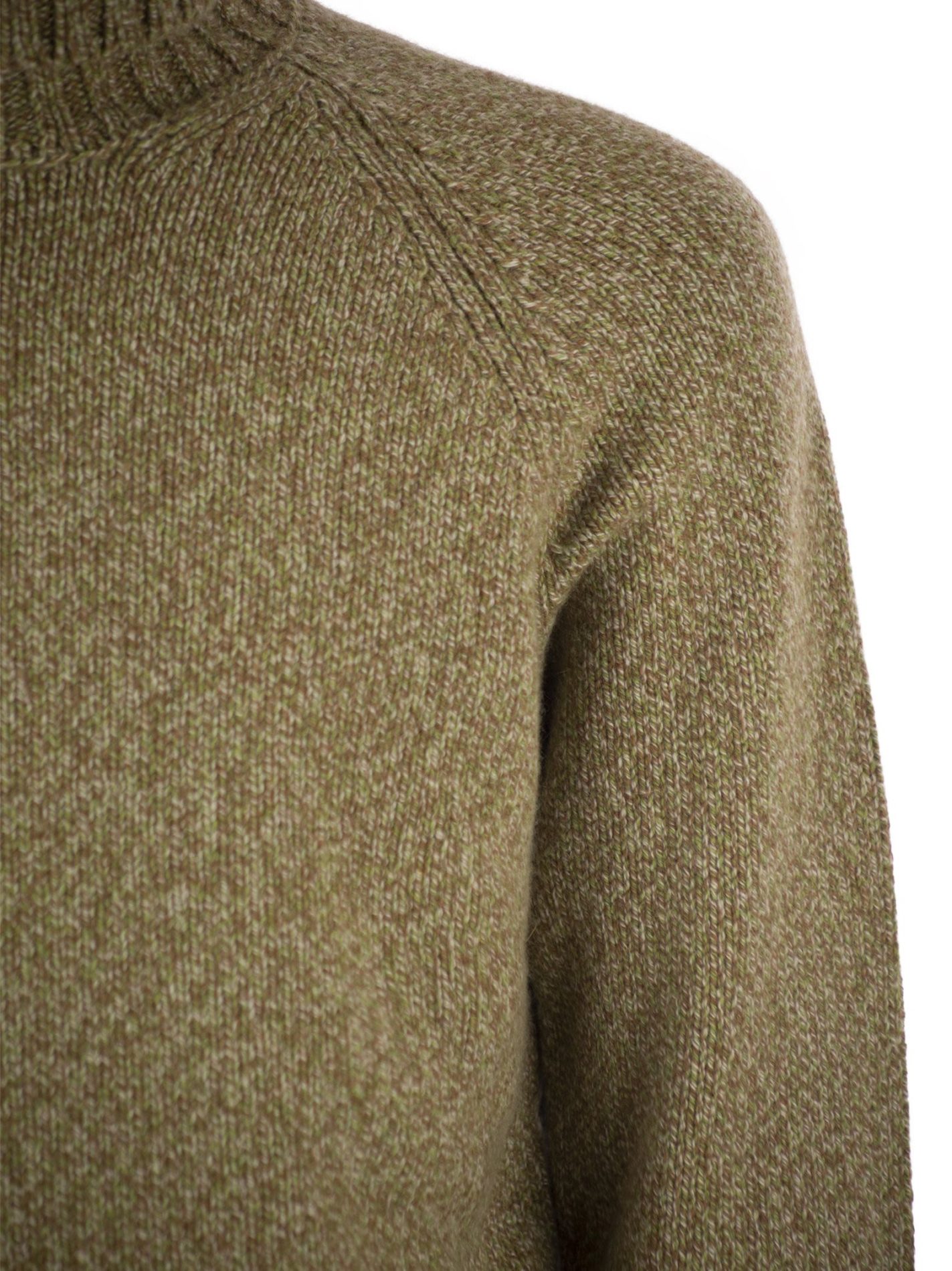 Maglione collo alto in cashmere e lana moulinè