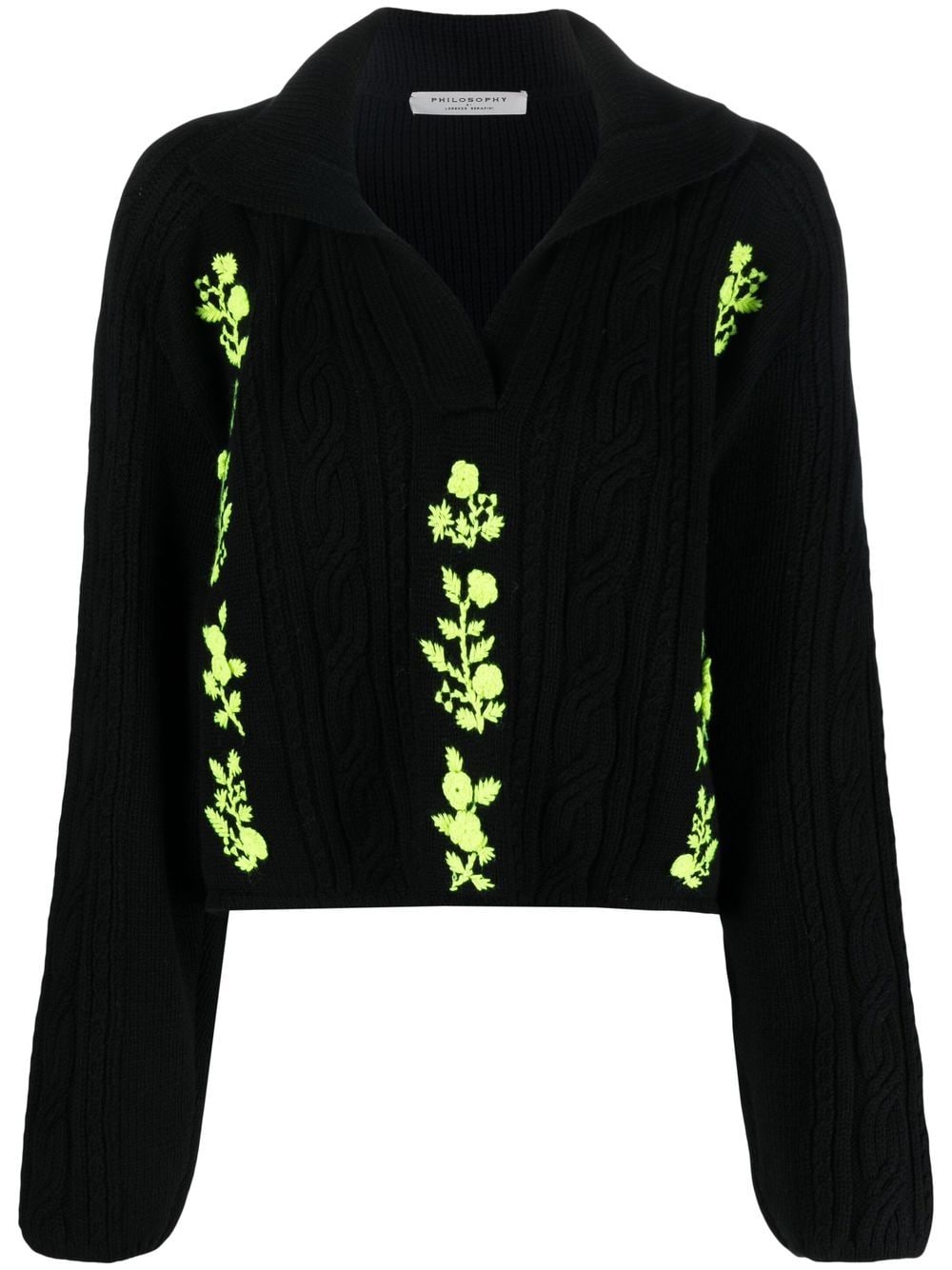 maglione con ricamo floreale