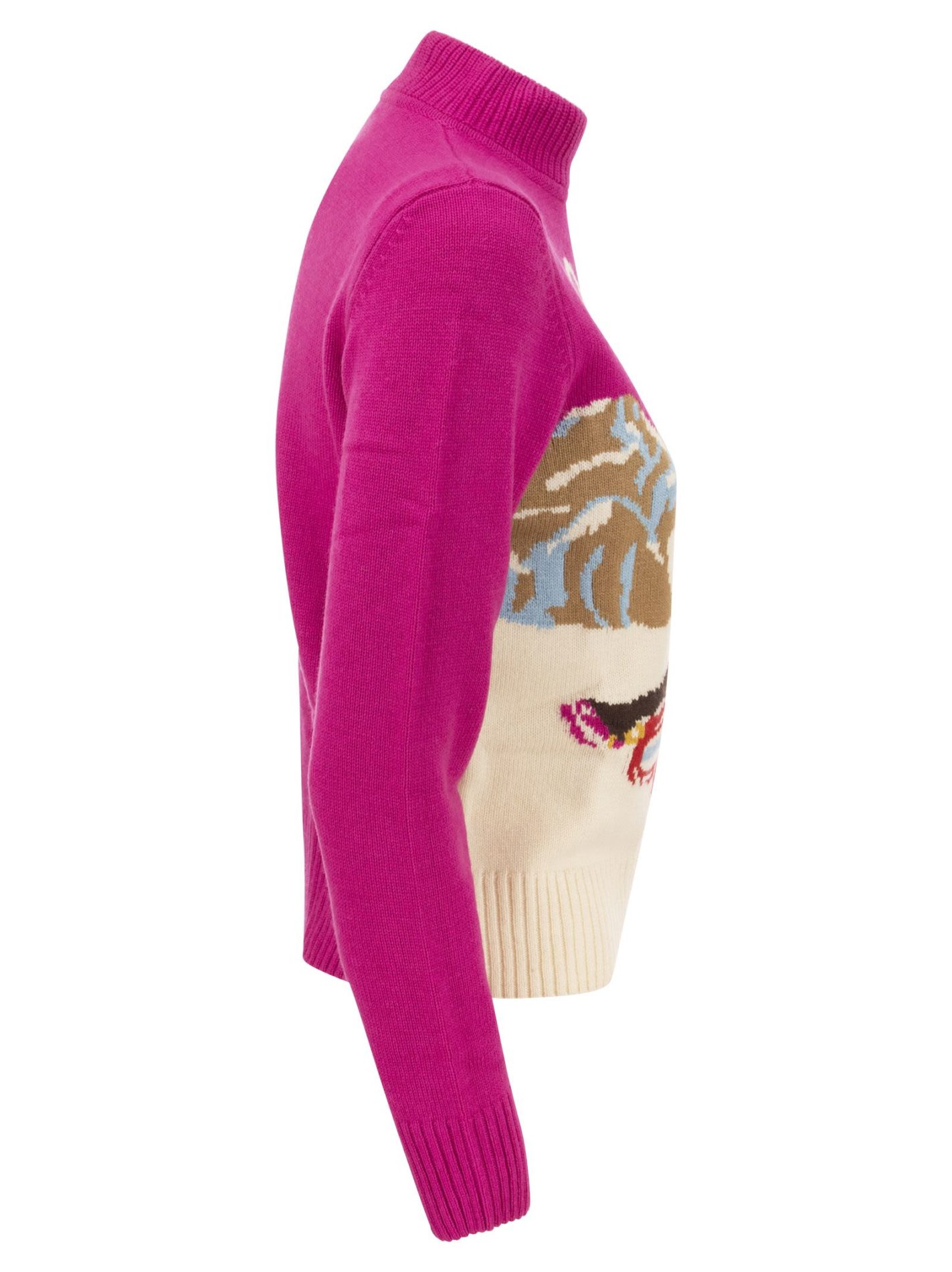 Maglione in misto lana e cashmere con stampa cartolina d’epoca