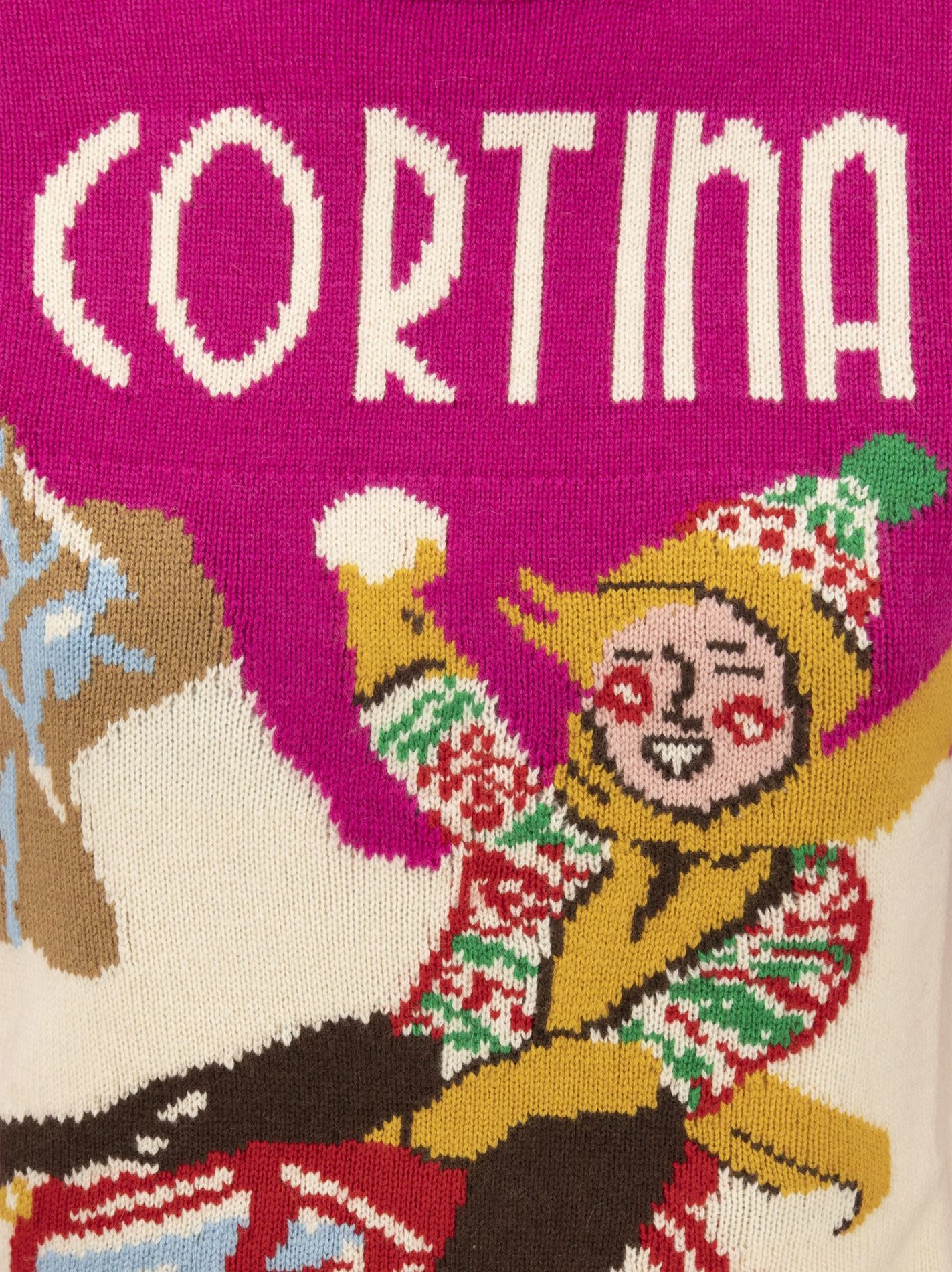 Maglione in misto lana e cashmere con stampa cartolina d’epoca