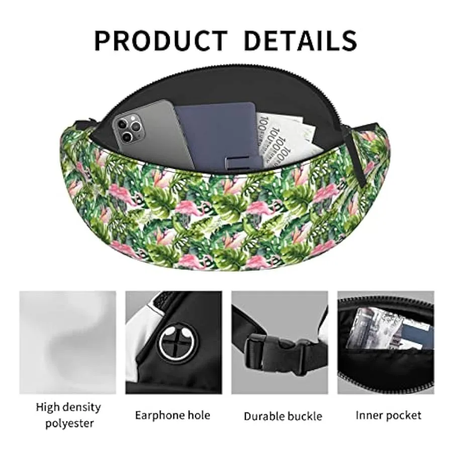 Marsupio da escursionismo Foglie tropicali Flamingo Summer Crossbody Marsupio Marsupio leggero 159693913