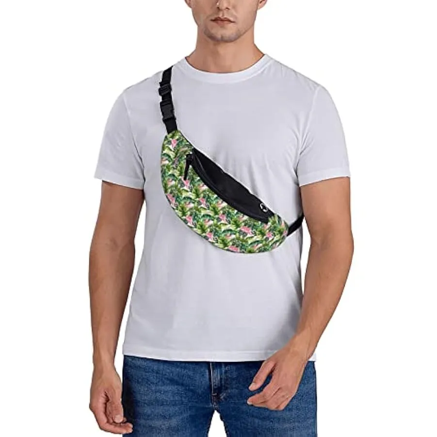 Marsupio da escursionismo Foglie tropicali Flamingo Summer Crossbody Marsupio Marsupio leggero 159693913