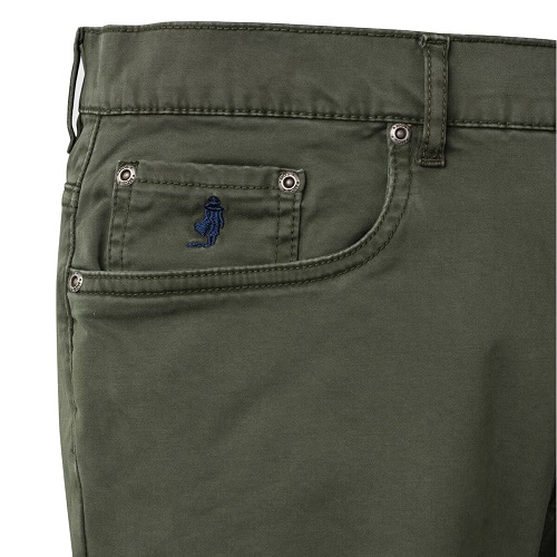 MCS pantaloni 5 tasche uomo slim fit colore muschio scuro