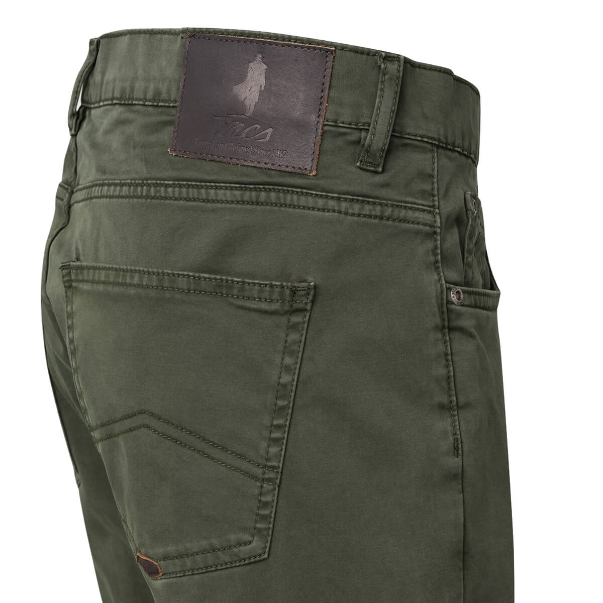 MCS pantaloni 5 tasche uomo slim fit colore muschio scuro