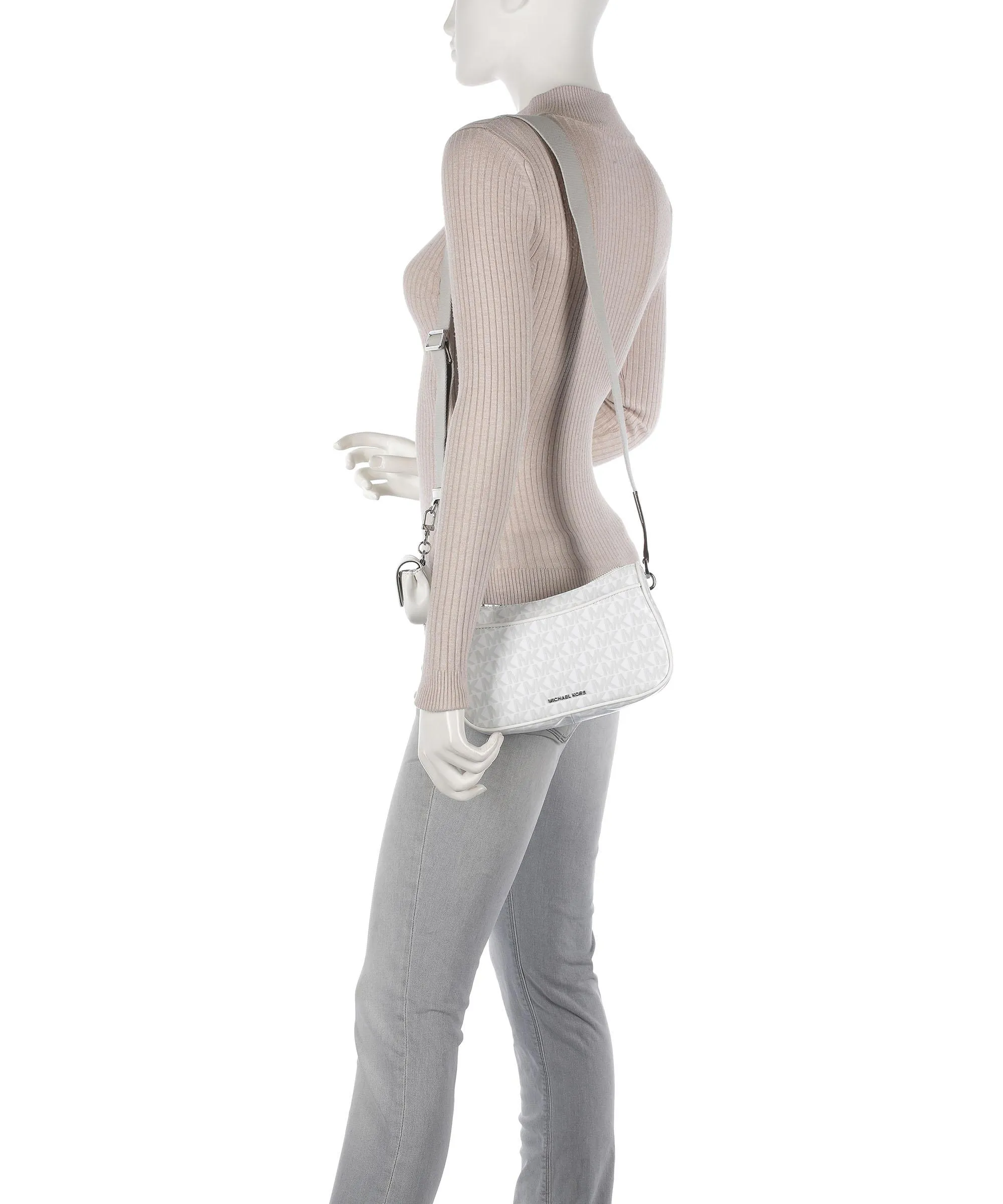  Michael Kors Jet Set Borsa a tracolla plastica, cotone bianco  