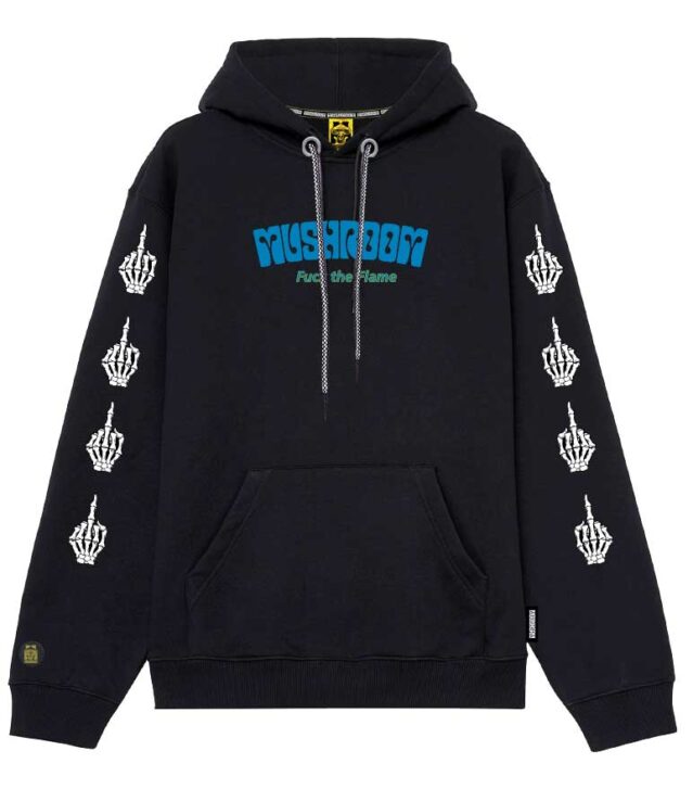 Mushroom Cotton hoodie with print 22FWMU21012-01 black