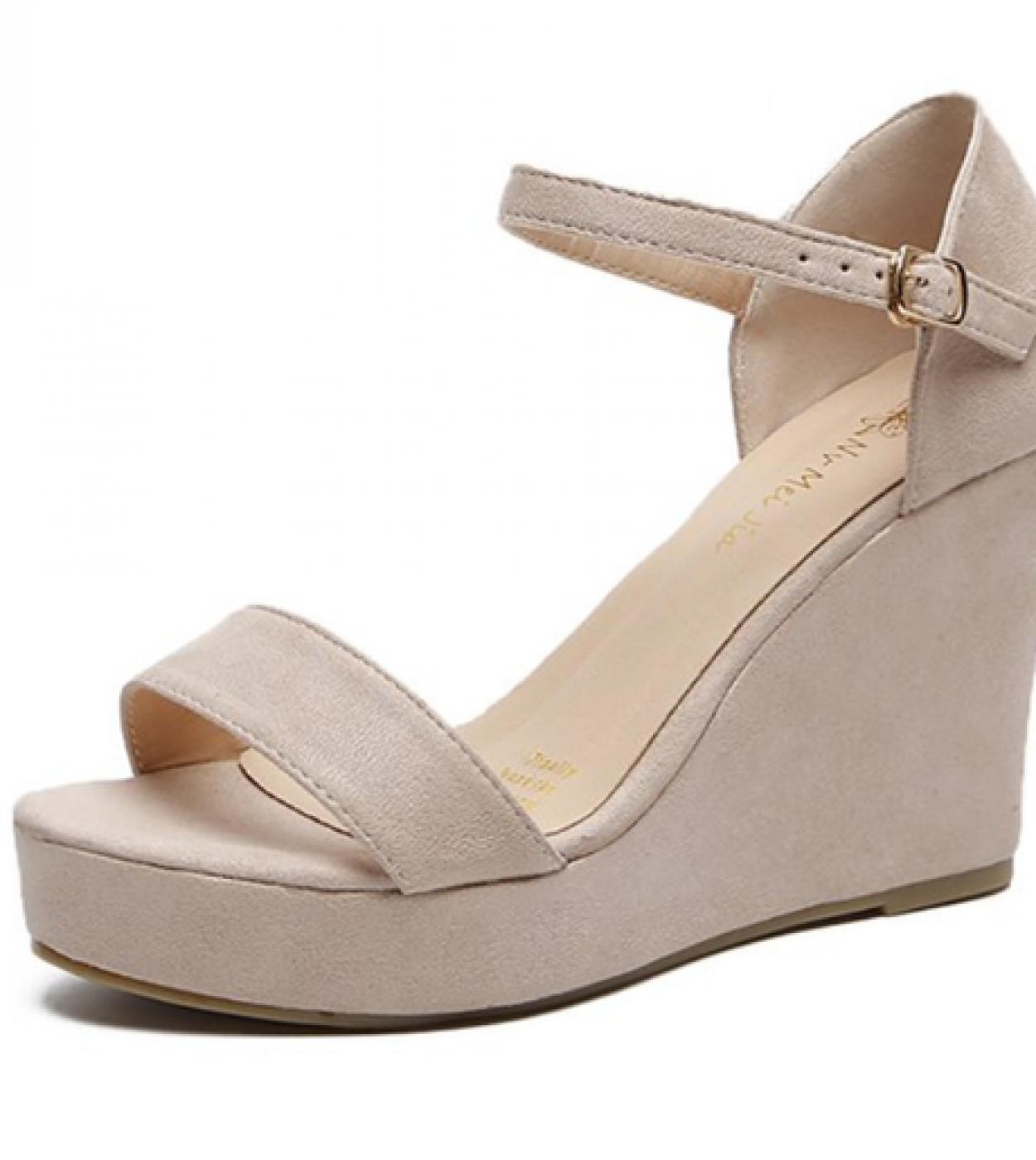 Nuove scarpe da donna Sandali con plateau Donna Peep Toe Zeppe alte Tacco Fibbie alla caviglia Sandali Espadrillas Sandali femmi