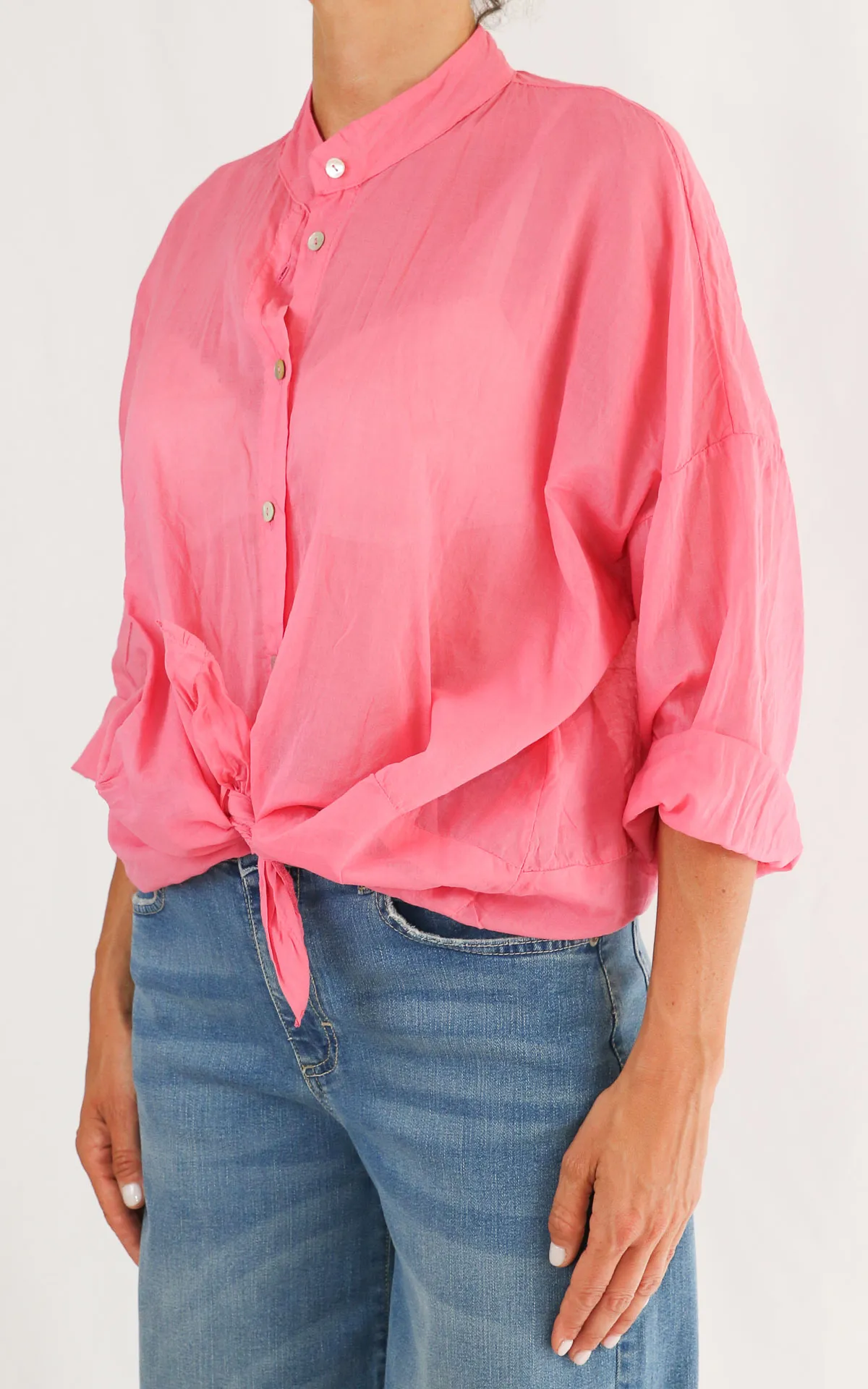 OFF-ON- Camicia mussola tinta unita – ROSA