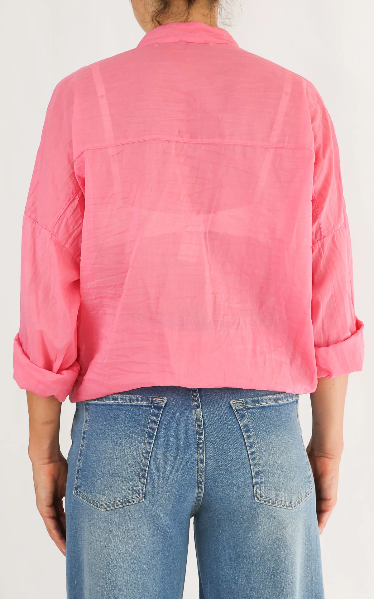 OFF-ON- Camicia mussola tinta unita – ROSA