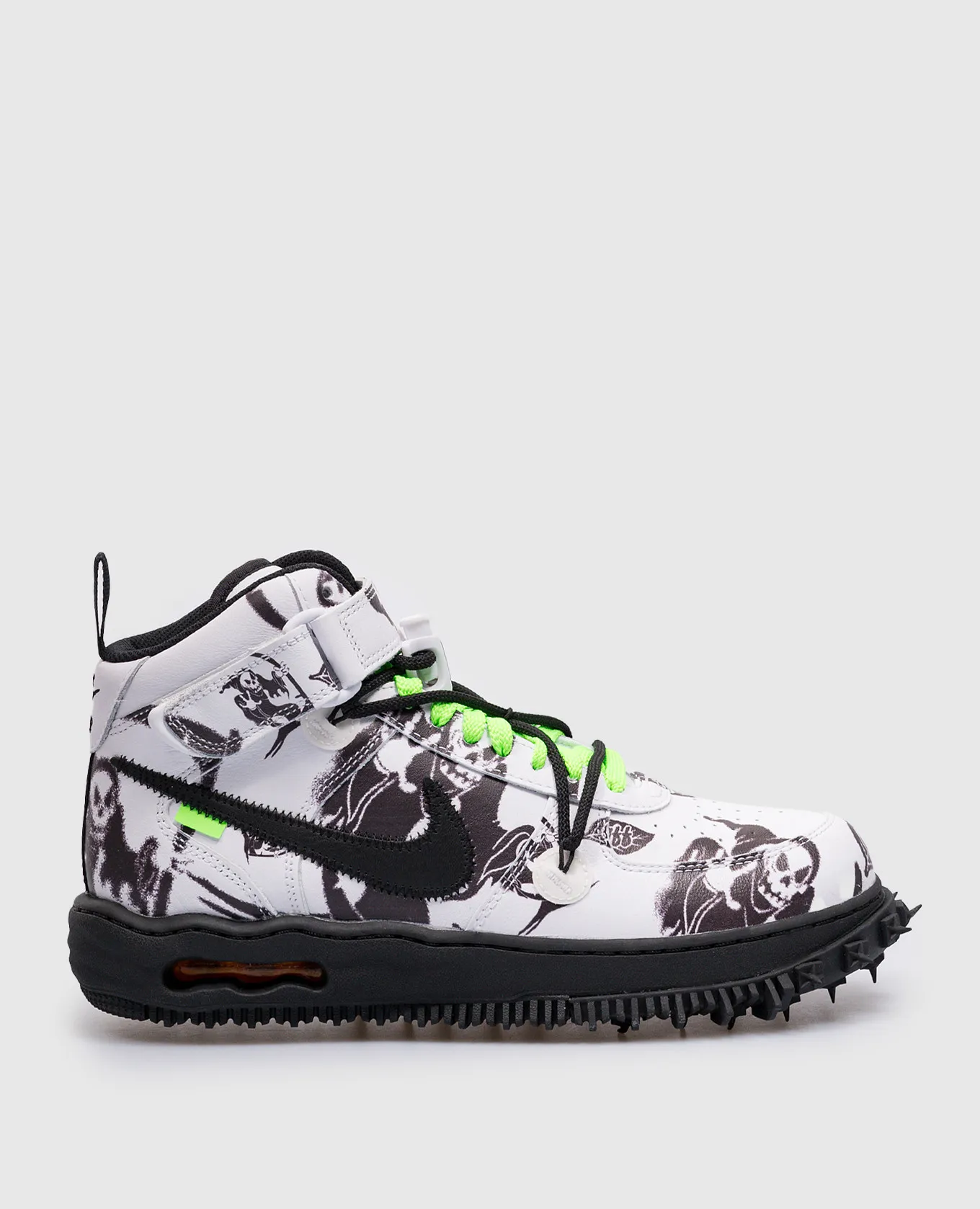 Off-White Top alto Air Force 1 in pelle bianca con stampa logo Nike OMIA297T24LEA001
