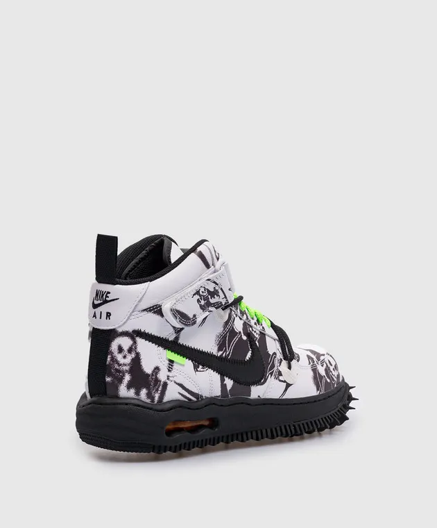 Off-White Top alto Air Force 1 in pelle bianca con stampa logo Nike OMIA297T24LEA001