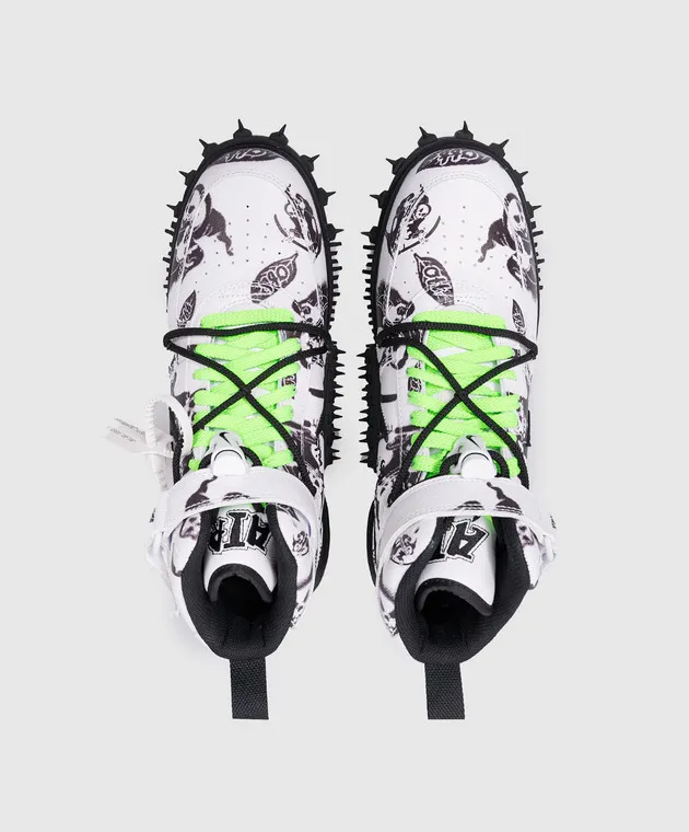 Off-White Top alto Air Force 1 in pelle bianca con stampa logo Nike OMIA297T24LEA001
