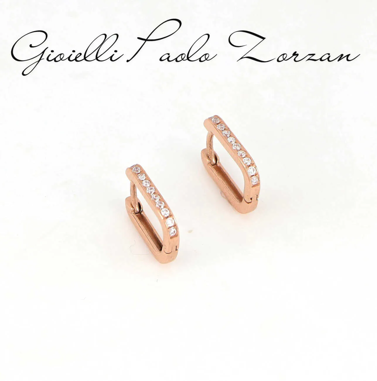 Orecchini ad anello in oro rosa e zirconi DZNEW-04