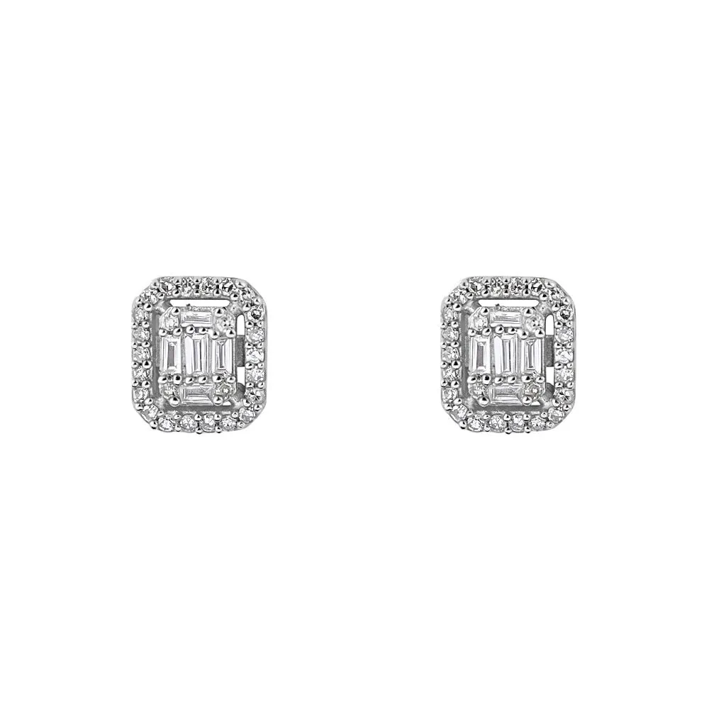 Orecchini Lobo Rettangolo Sophia Oro Bianco 375/1000 Diamante Bianco 0,15 ct 1427010