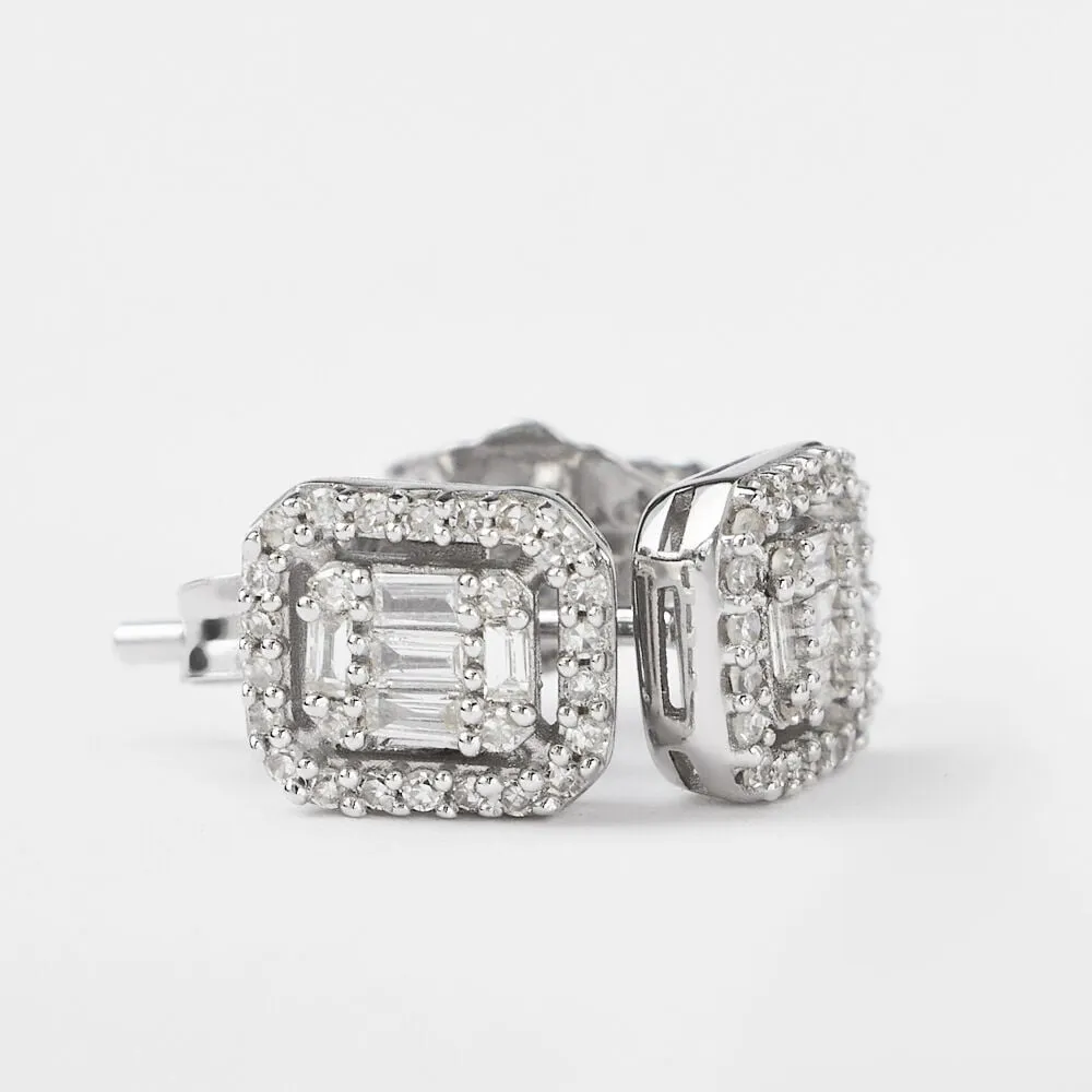 Orecchini Lobo Rettangolo Sophia Oro Bianco 375/1000 Diamante Bianco 0,15 ct 1427010
