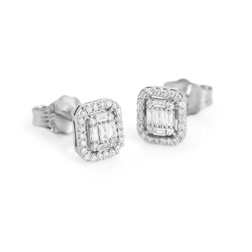 Orecchini Lobo Rettangolo Sophia Oro Bianco 375/1000 Diamante Bianco 0,15 ct 1427010