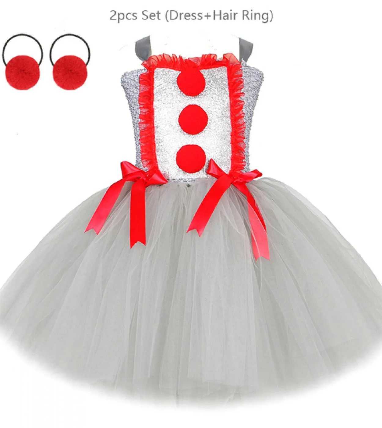 Pagliaccio grigio Costume di Halloween per ragazze Tutu Dress Joker Kids Cosplay Outfit Abiti da principessa Festa di carnevale