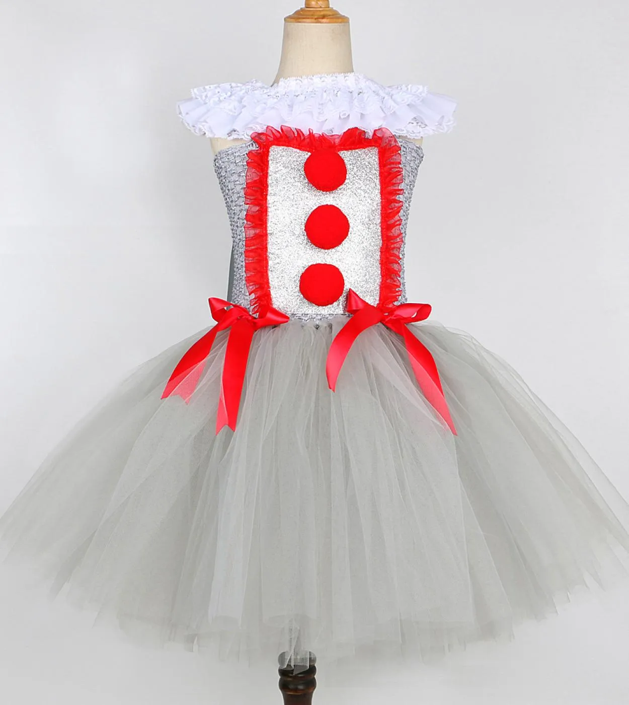 Pagliaccio grigio Costume di Halloween per ragazze Tutu Dress Joker Kids Cosplay Outfit Abiti da principessa Festa di carnevale