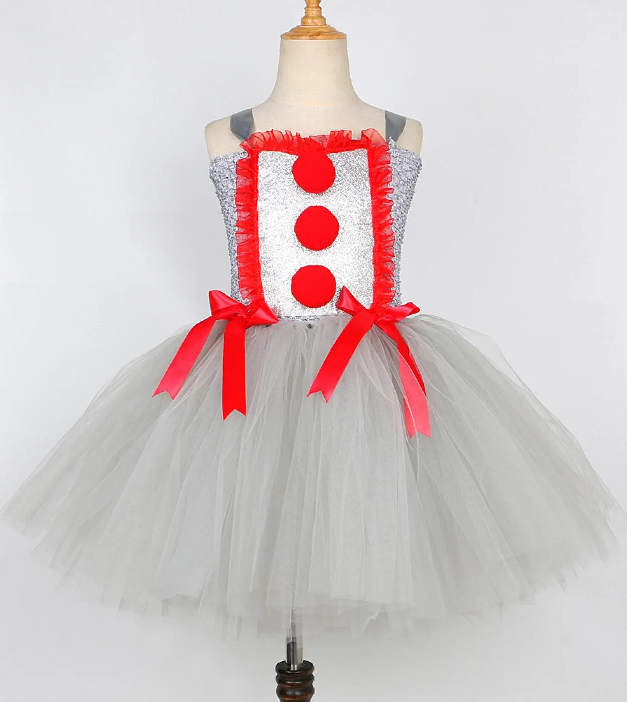 Pagliaccio grigio Costume di Halloween per ragazze Tutu Dress Joker Kids Cosplay Outfit Abiti da principessa Festa di carnevale