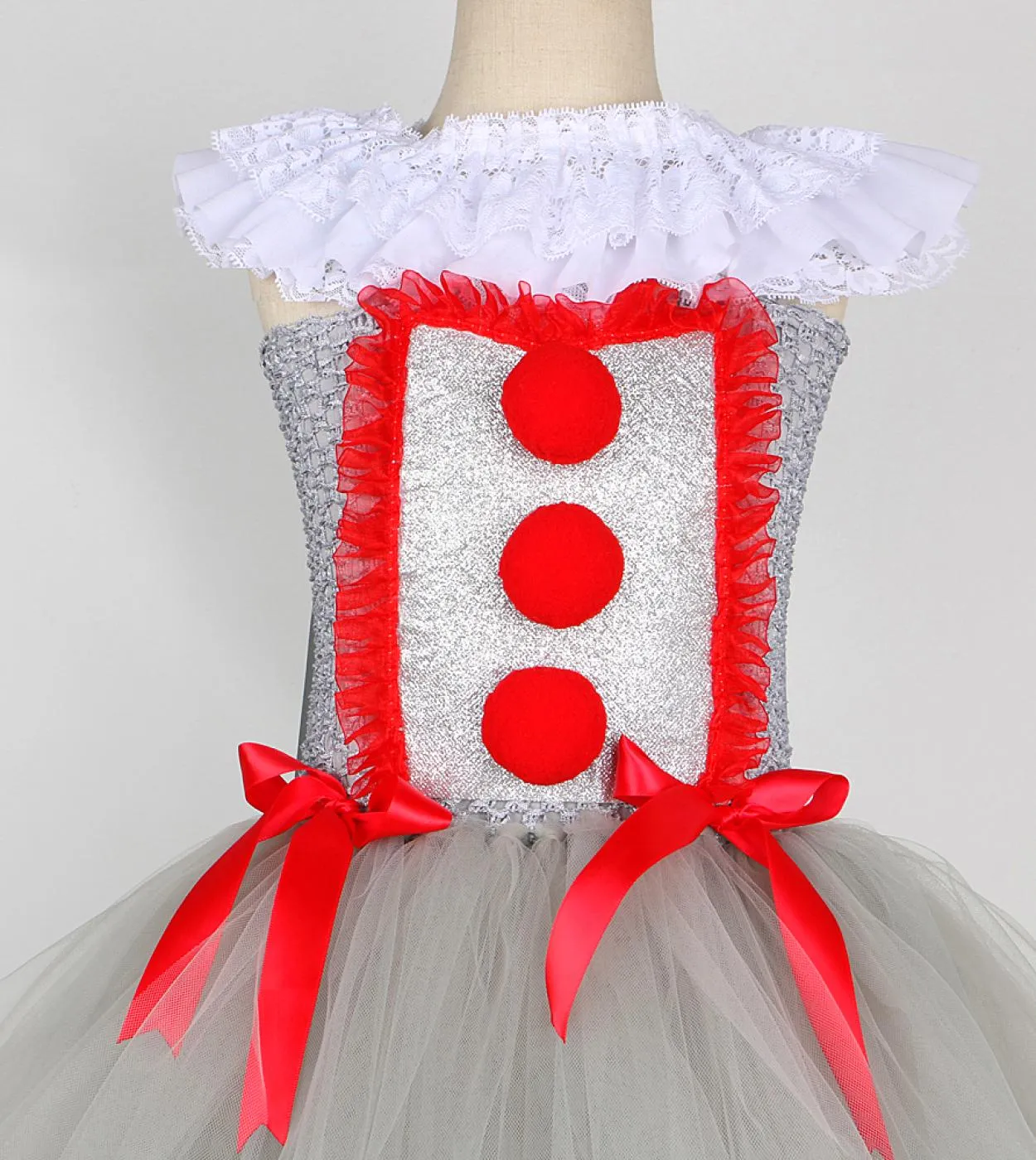 Pagliaccio grigio Costume di Halloween per ragazze Tutu Dress Joker Kids Cosplay Outfit Abiti da principessa Festa di carnevale
