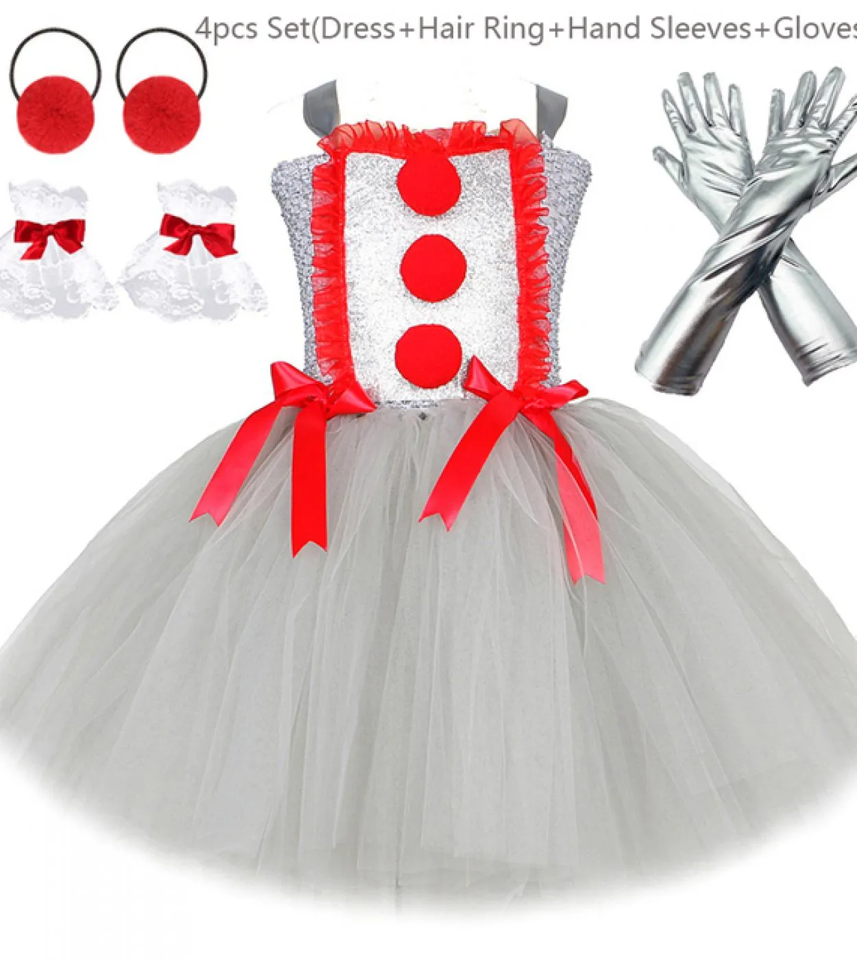 Pagliaccio grigio Costume di Halloween per ragazze Tutu Dress Joker Kids Cosplay Outfit Abiti da principessa Festa di carnevale