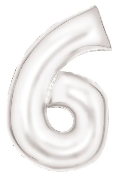 Palloncino foil numero 6 madreperla bianco 92 cm