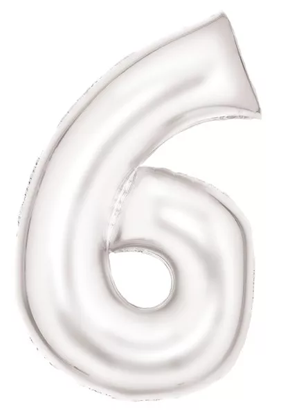 Palloncino foil numero 6 madreperla bianco 92 cm