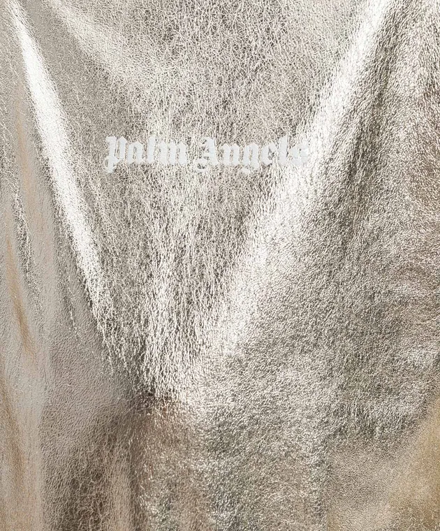 Palm Angels Giubbotto sportivo in pelle dorata con logo PWJA033F24LEA001