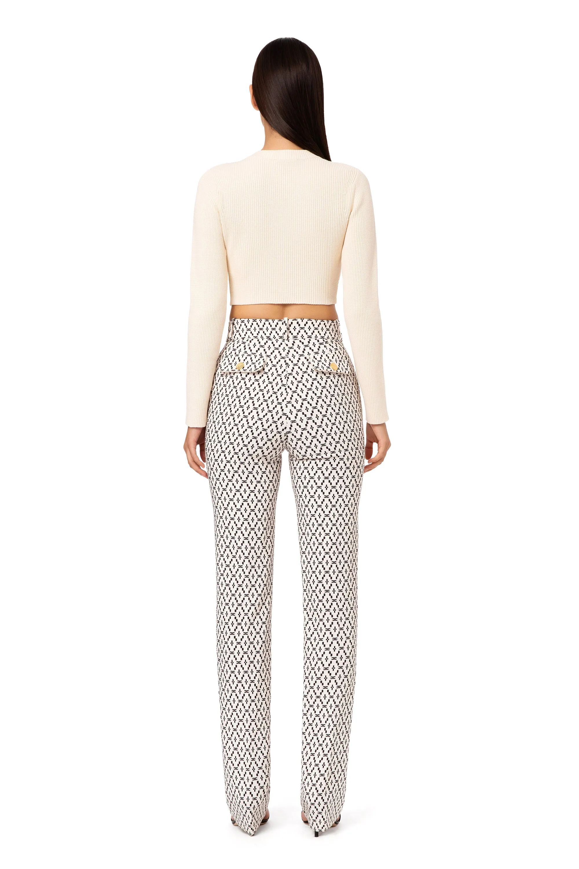 Pantalone in doppio crepe stampato con disegno Losanga