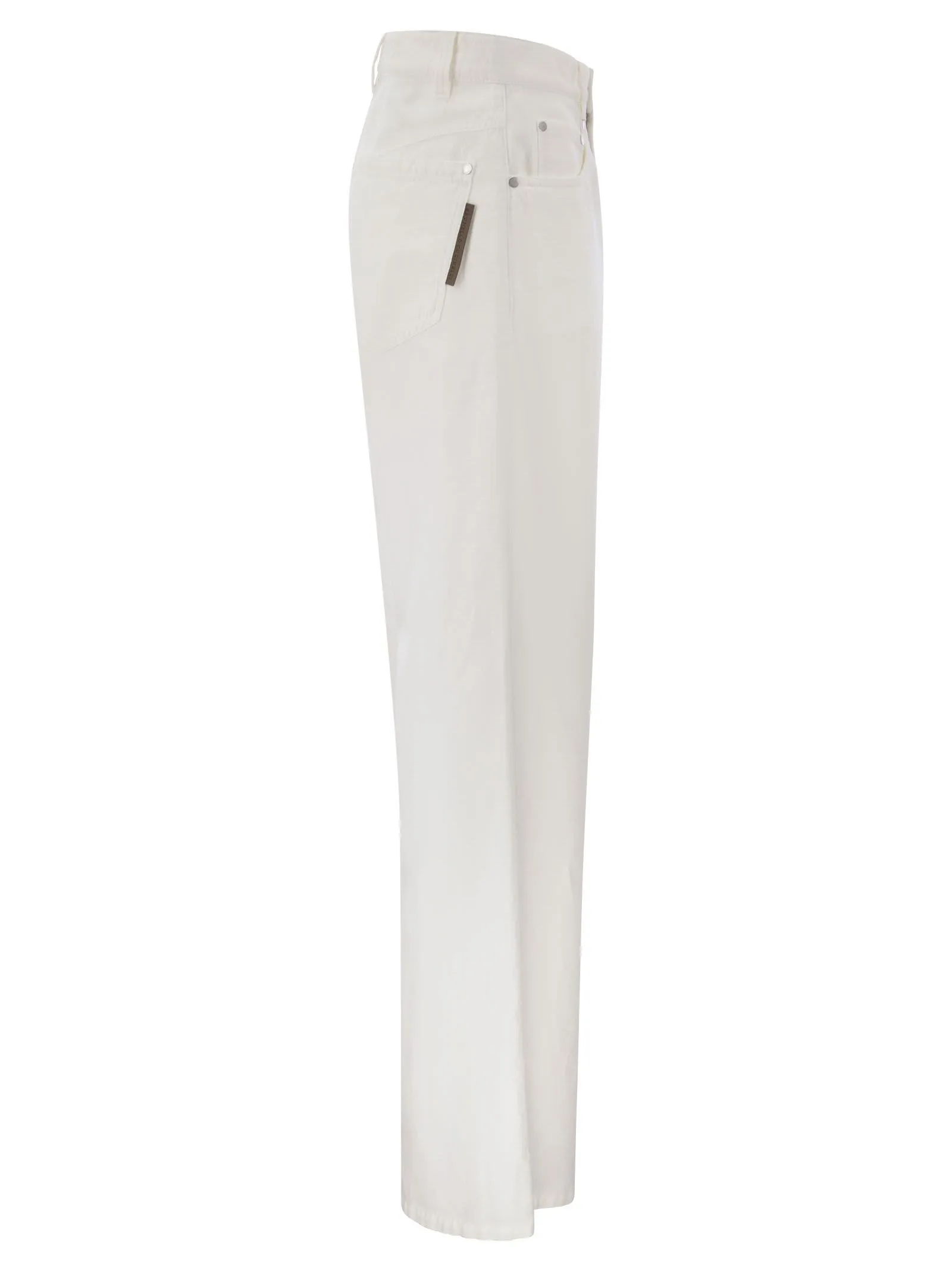 Pantalone Relaxed in cover di cotone e lino tinto capo