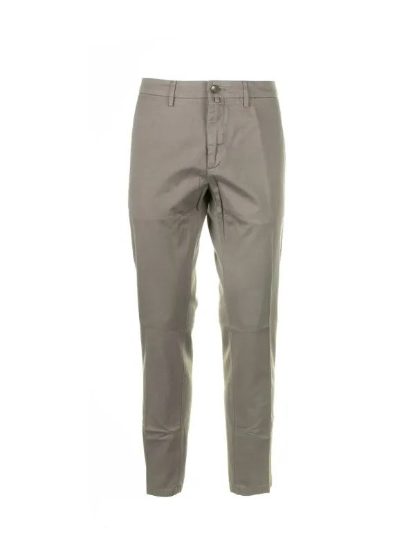 Pantalone tortora in cotone e lino