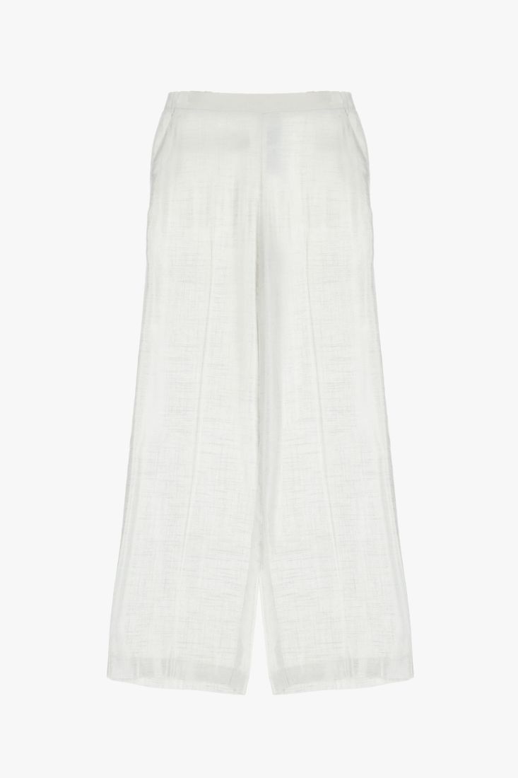 Pantaloni a palazzo effetto seta con piega stirata