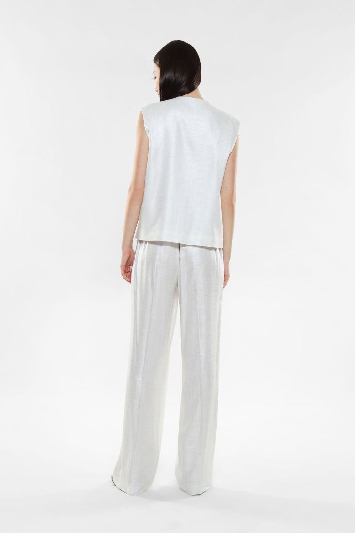 Pantaloni a palazzo effetto seta con piega stirata