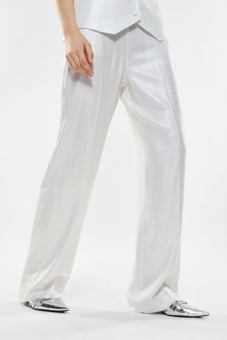 Pantaloni a palazzo effetto seta con piega stirata