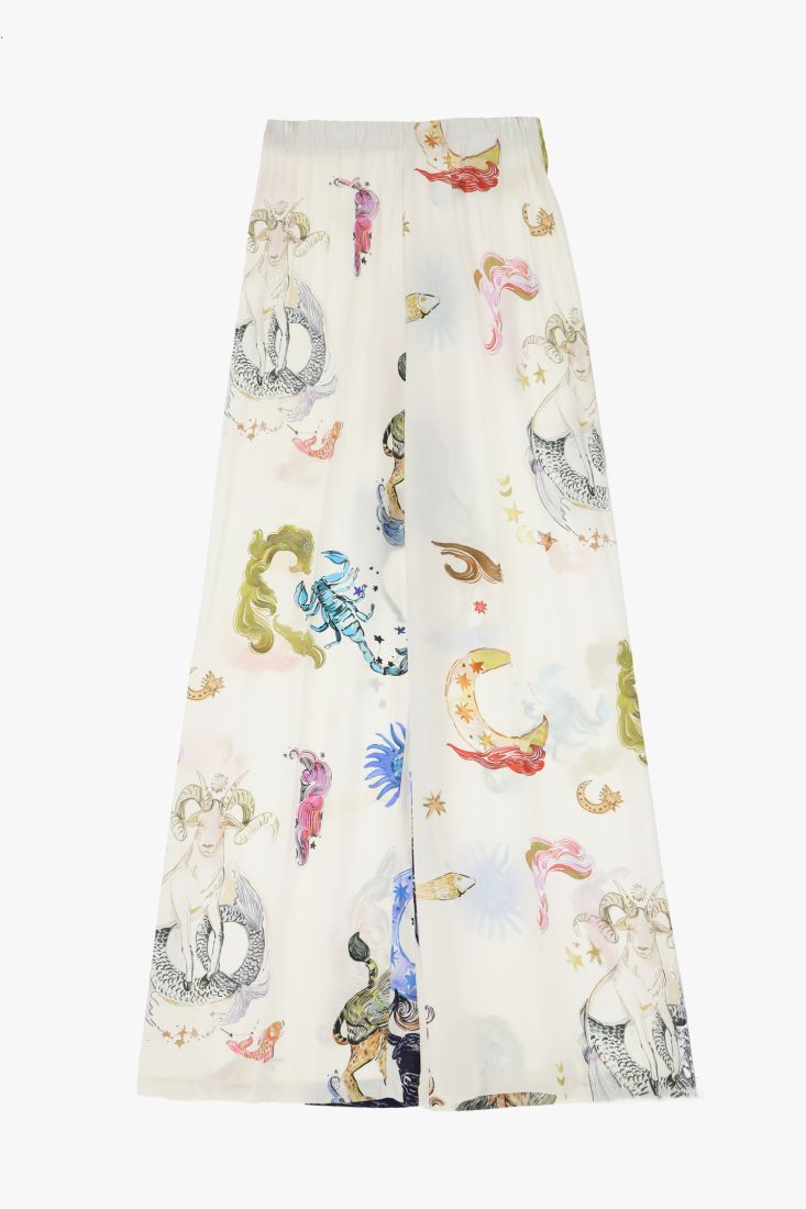 Pantaloni a palazzo fantasia astratta multicolor
