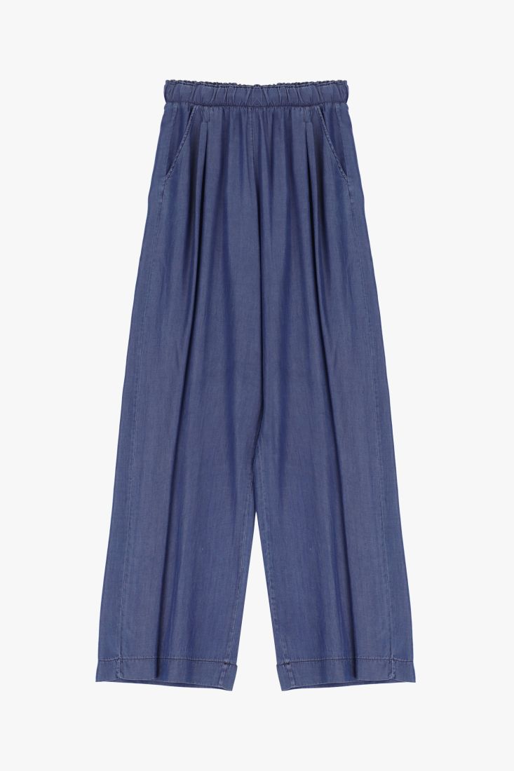 Pantaloni a palazzo monocolour con vita elasticizzata