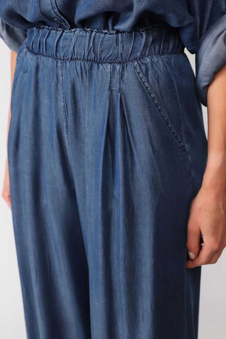 Pantaloni a palazzo monocolour con vita elasticizzata