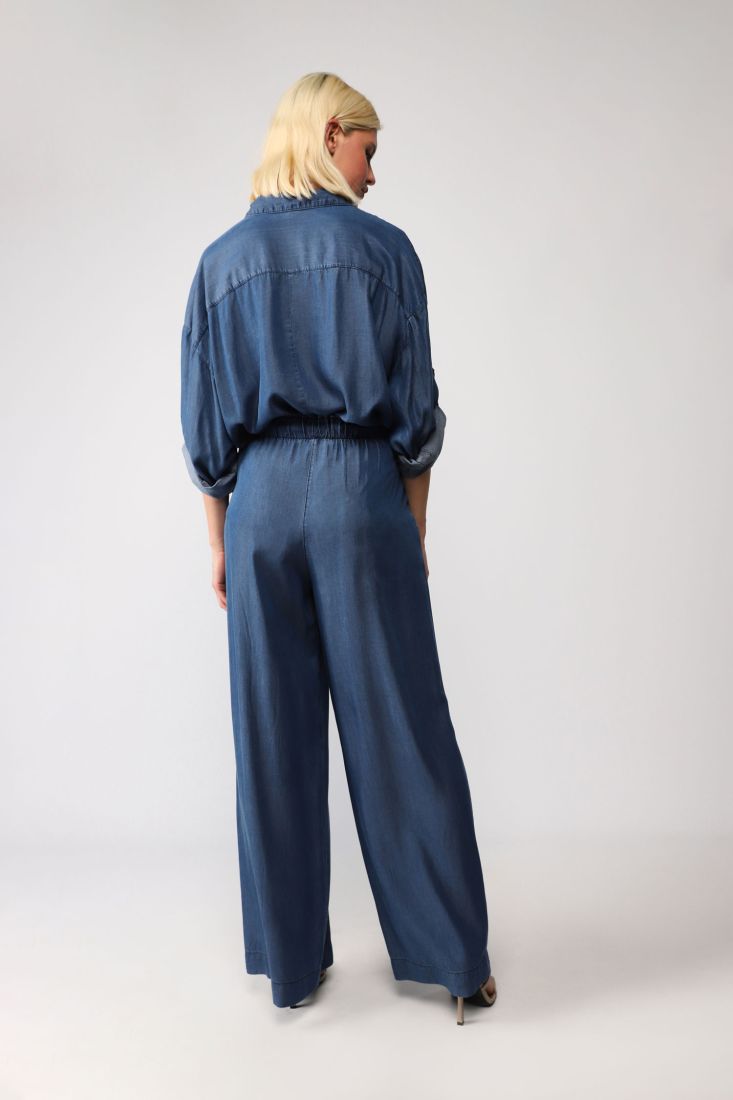 Pantaloni a palazzo monocolour con vita elasticizzata