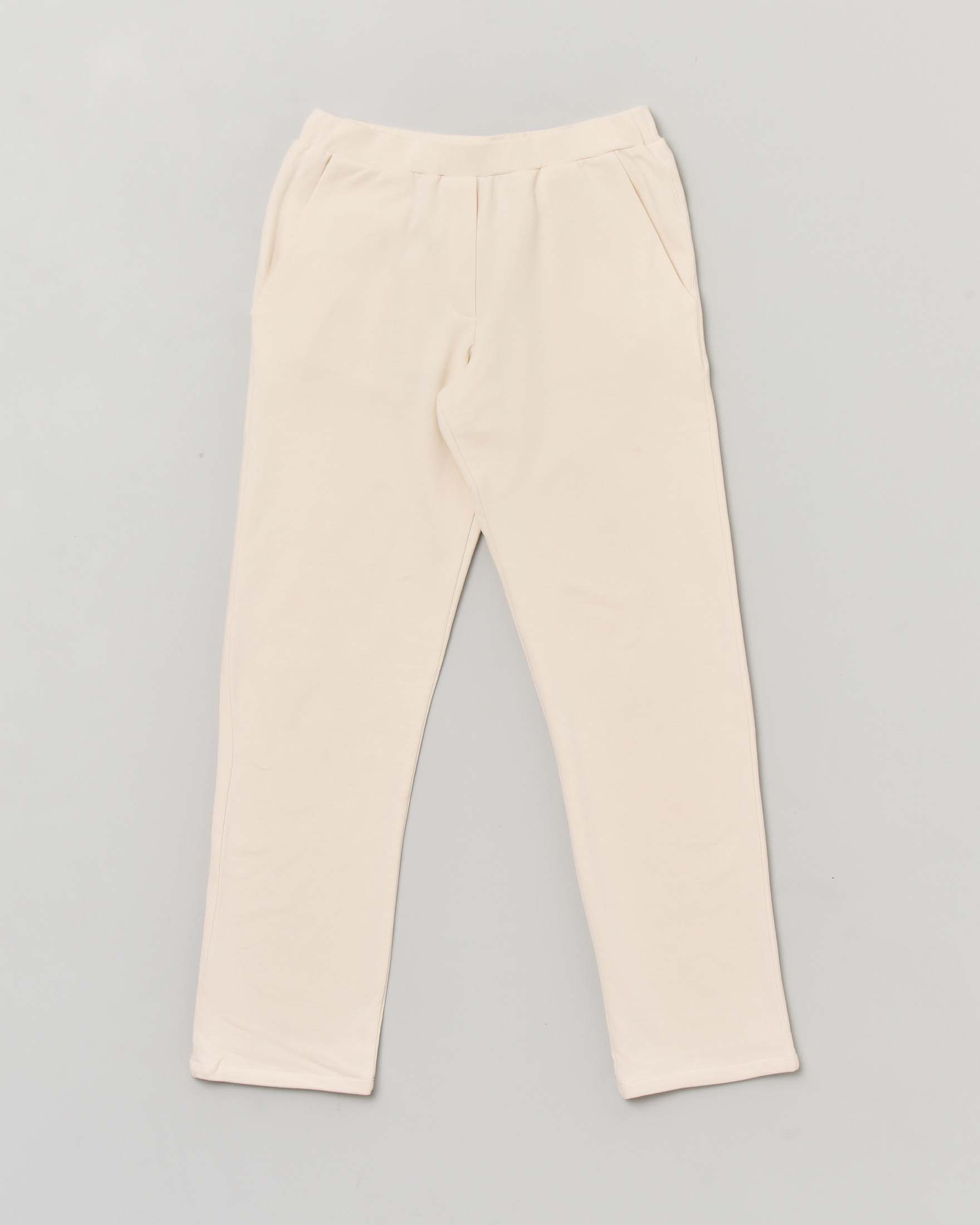 Pantaloni avorio in jersey di cotone stretch 36