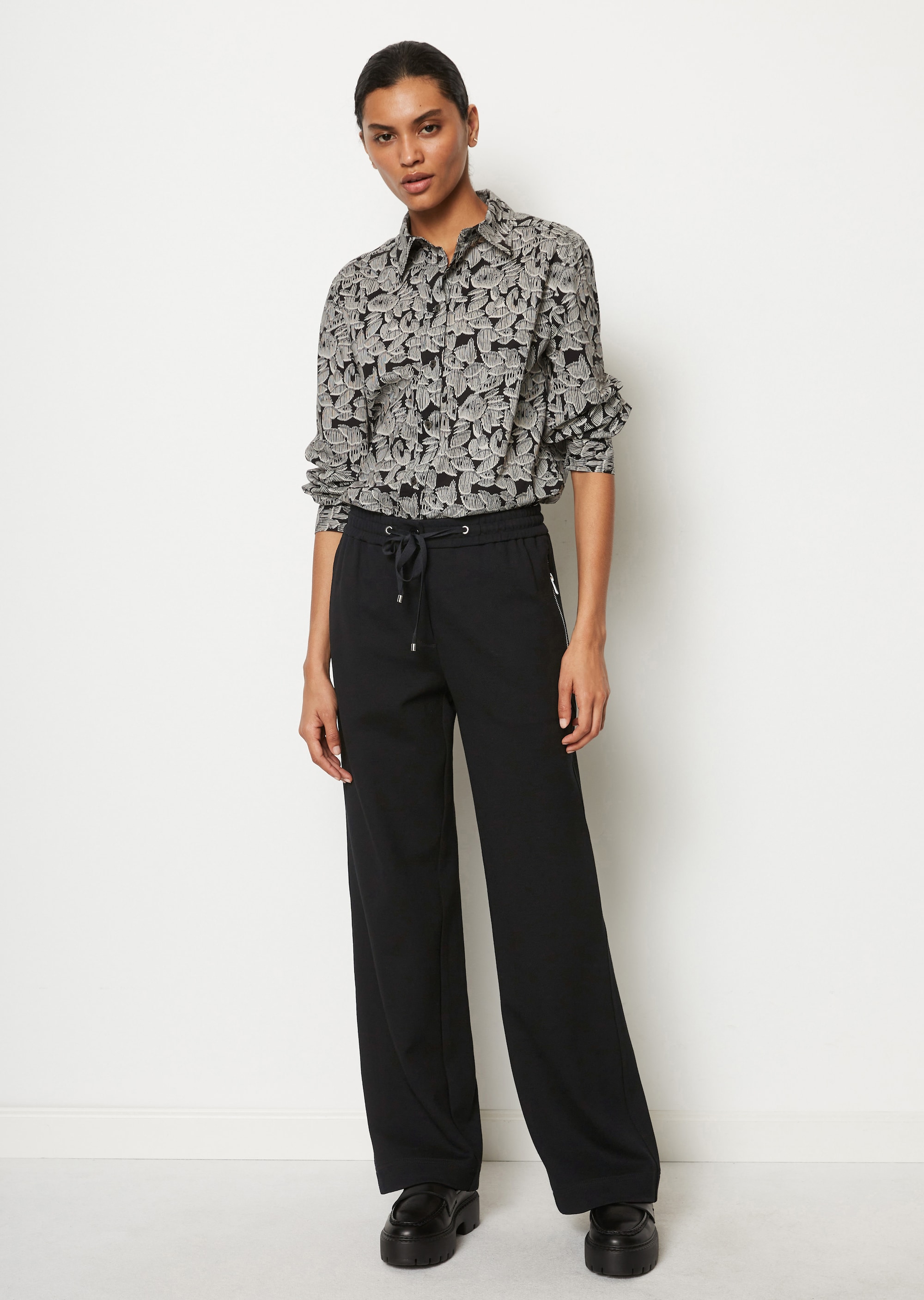 Pantaloni da ginnastica in jersey larghi in twill di cavalleria