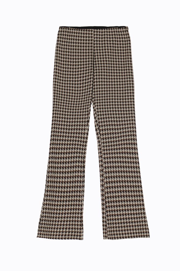 Pantaloni fantasia pied-de-poule cropped flare