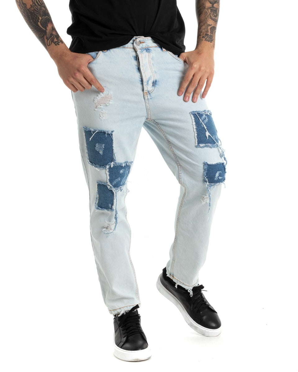 Pantaloni Jeans Uomo Regular Fit Denim Chiaro Cinque Tasche GIOSAL-P5288A