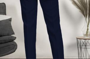 Pantaloni lunghi eleganti dal taglio dritto Tordina, blu scuro