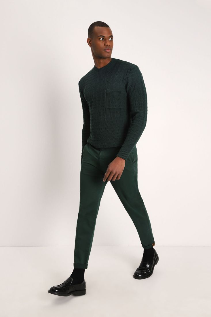 Pantaloni slim-fit monocolour con tasche americane