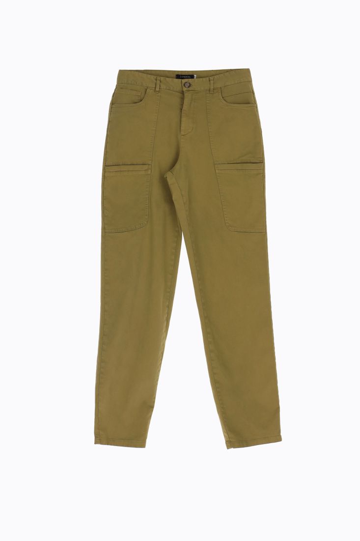 Pantaloni slim-fit monocolour con tasche applicate
