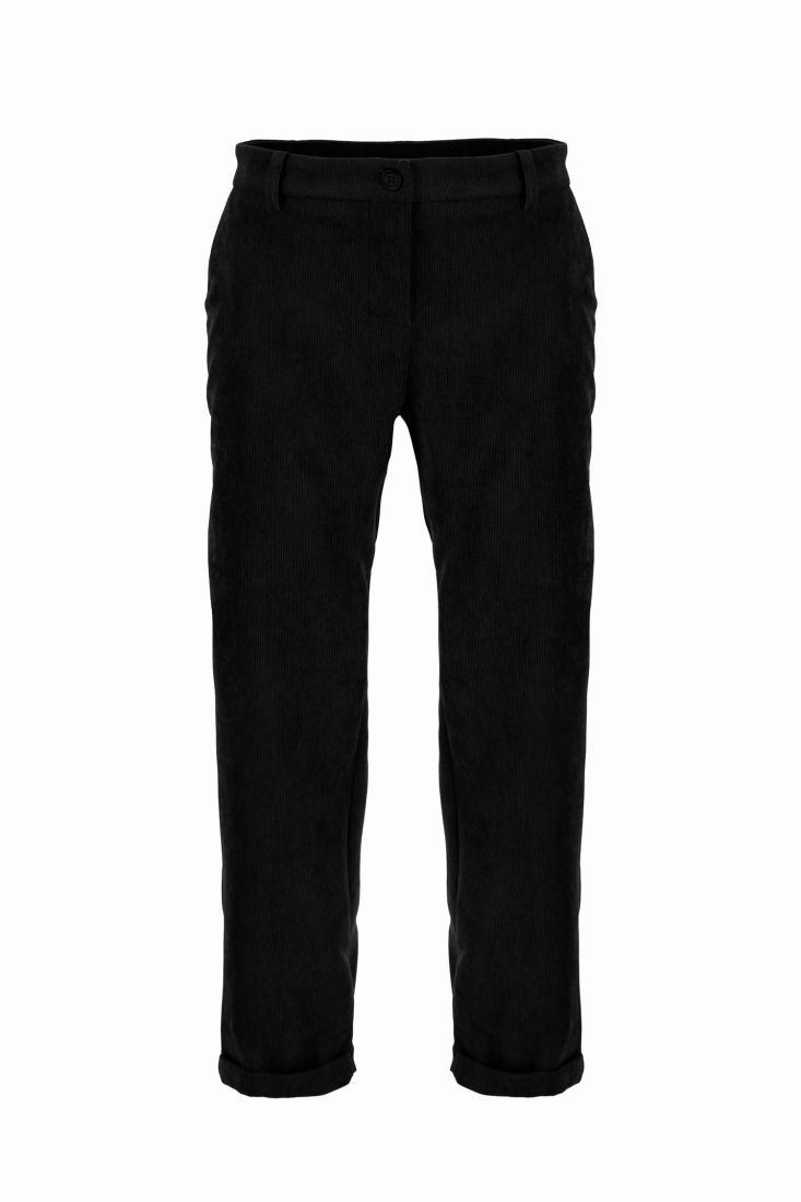 Pantaloni straight cropped monocolour con vita alta