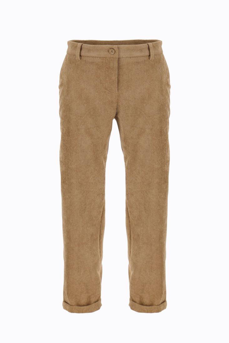 Pantaloni straight cropped monocolour con vita alta